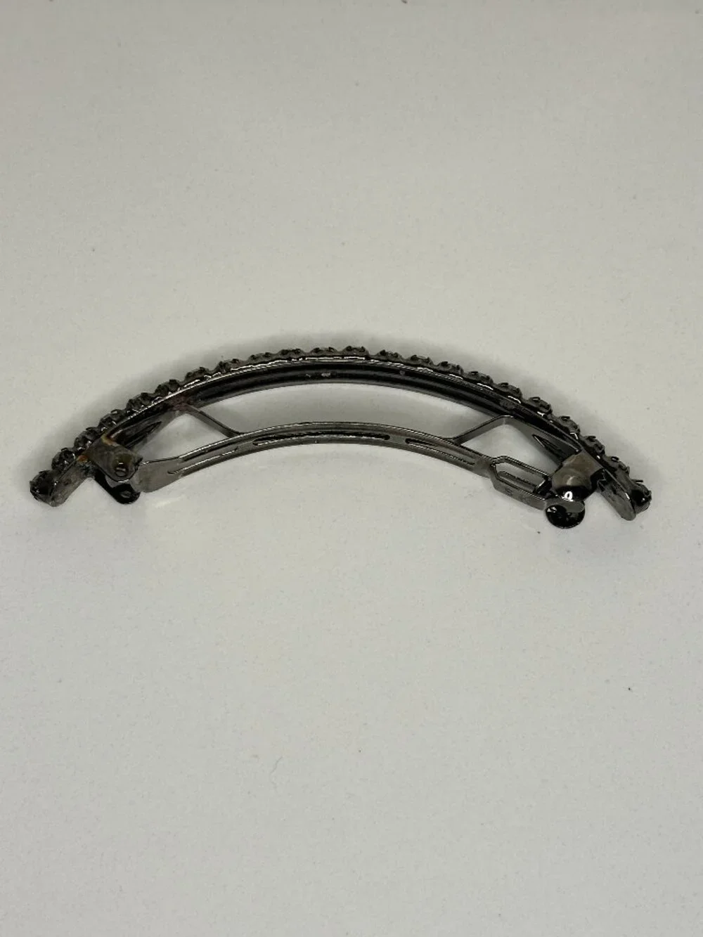 Sparkly Rhinestone Barrette Hair Clip – Silver Tone